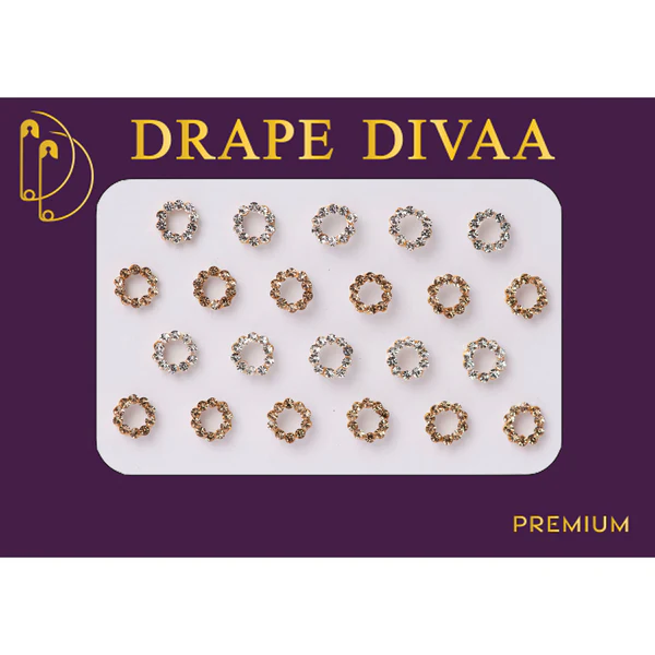 Round Shape Gold & Silver Stone Bindis